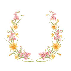 Watercolor vintage wreath with flowers. Wreath for wedding invitations