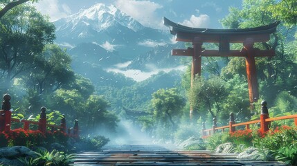 Epic adventure journey set against a backdrop reminiscent of ancient samurai landscapes.