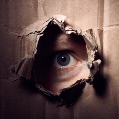 sight through a hole in a box. crime scene concept - 774041438