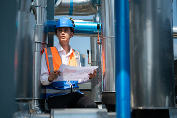 Engineers inspect the completed air conditioning and water systems to continue verifying their...