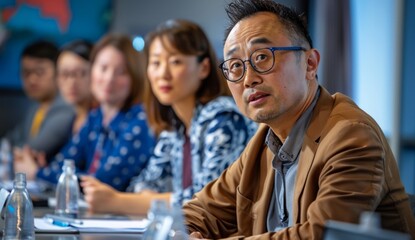 Fototapeta premium Asian business people having meeting