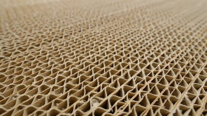 Corrugated cardboard sheets. Stacked cardboards in cross section, close-up.