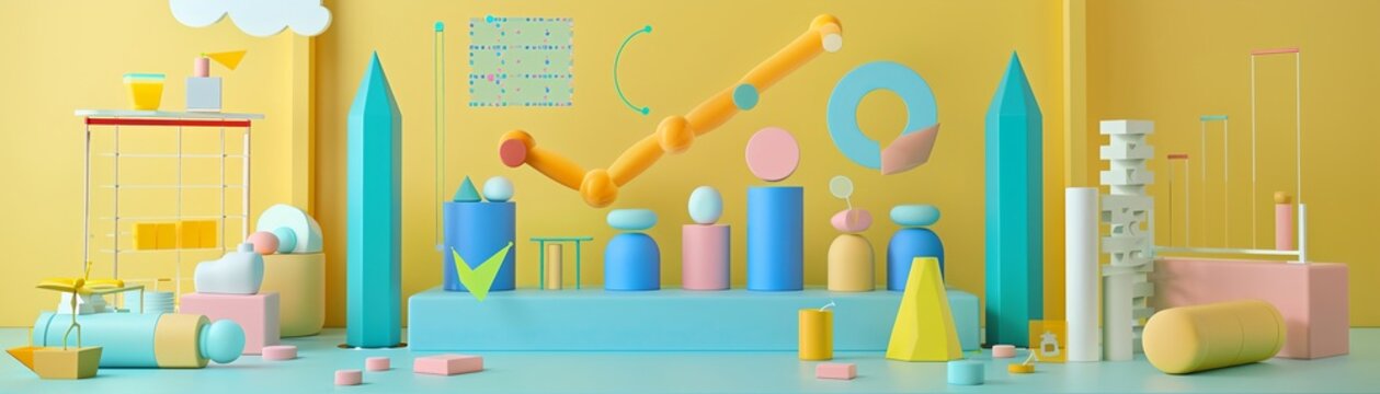 icon Scatter plot with cute creatures interacting on a solid background icon business