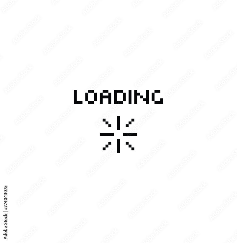 Poster loading 8 bit icon vector Pixel art loading bar for game 