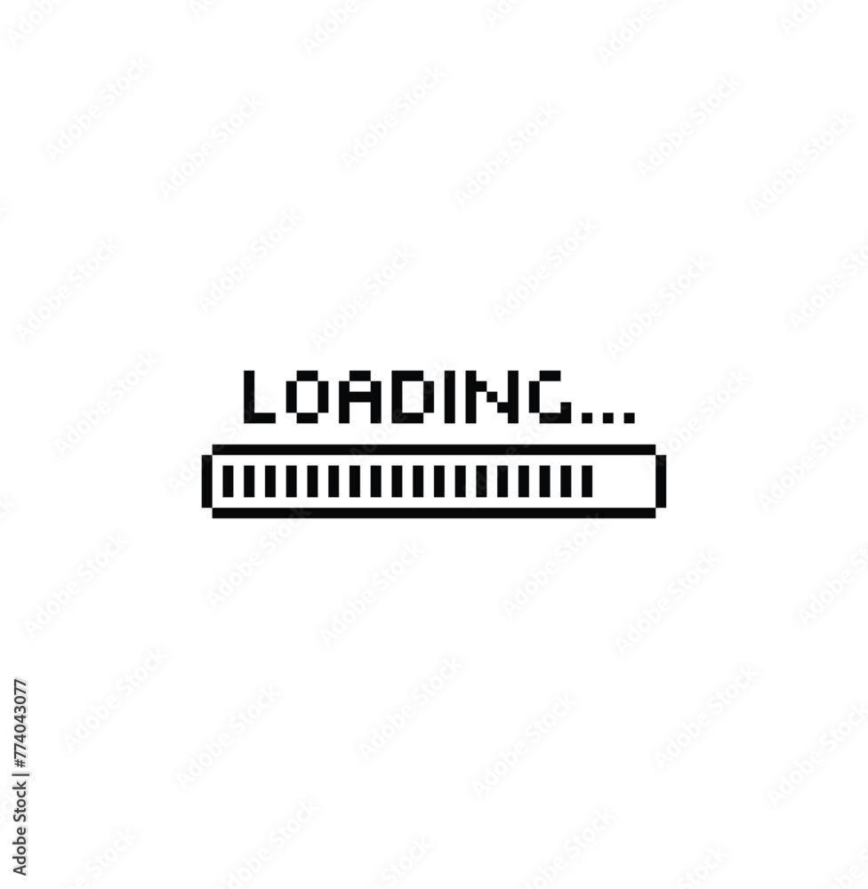Poster loading 8 bit icon vector pixel art loading bar for game