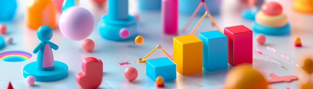 icon Scatter plot with cute creatures interacting on a solid background icon business