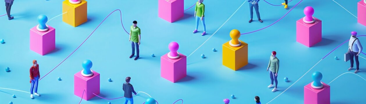 icon Scatter plot with cute creatures interacting on a solid background icon business