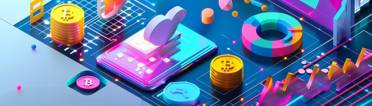 icon Scatter plot with cute creatures interacting on a solid background icon business
