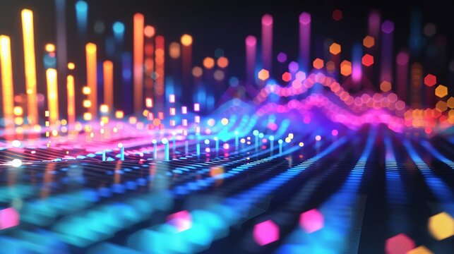 3D render icon Scatter plot with cute creatures interacting on a solid background icon 3d business