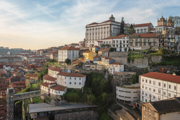 Naklejka na ściany i meble Episcopal Palace and Se do Porto Cathedral view - Porto, Portugal