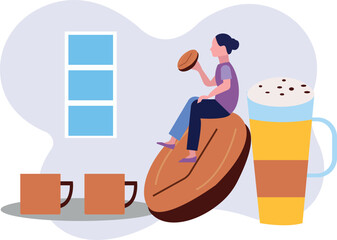 The girl is drinking coffee.