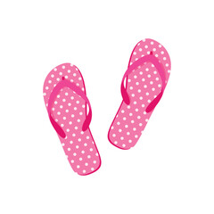 Beach slates. Pink beach flip-flops. Summer beach shoes. Light shoes. Vector illustration isolated on a white background