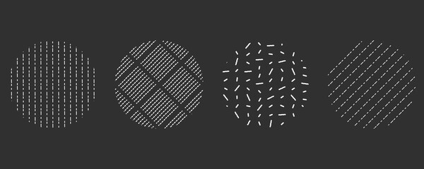 Crosshatch small dash pattern. Seamless white hipster vector print on black background. Minimal geometric texture with squiggle and scattered linear pencil stroke. Grunge endless tribal wallpaper. - obrazy, fototapety, plakaty