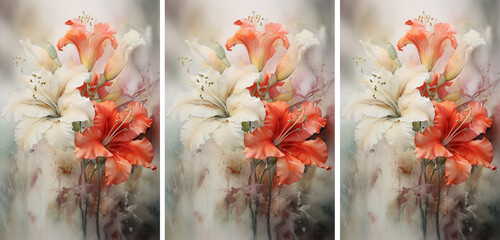panel wall art, background with flowers designs, wall decoration	