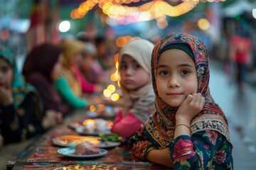 Cultural Gathering: Young Girl at a Festive Event with Family