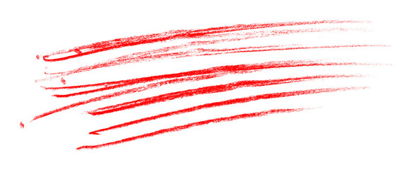 red pencil strokes isolated on transparent background