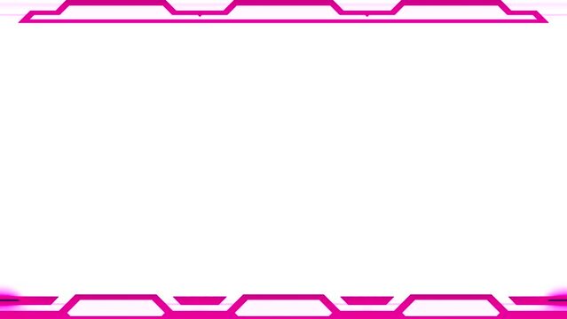 Long horizontal mechanical flashing purple perpendicular lines frame on white background with space for your own content.
