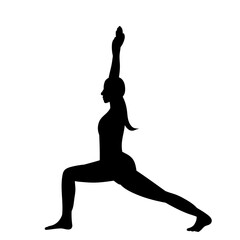 woman doing stretching silhouette on white background vector