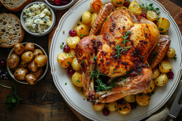Roasted Chicken with Herbs and Seasonal Vegetables Feast