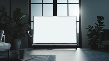 A white picture is overlayed on an isolated flat screen