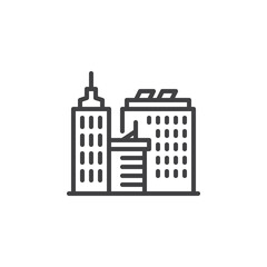 Fototapeta premium Cityscape buildings line icon