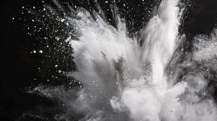 An explosion of white powder on a black background