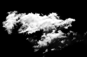 White cloud on a black background. Contrast between a white cloud and a black background to create...