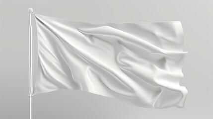 White waving flag template. For your design. Empty white flagpole, for your design. Modern 3D mockup.
