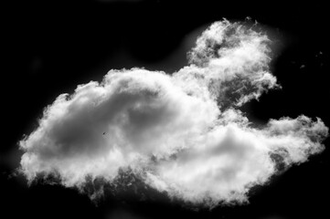 White cloud on a black background. The contrast of colors creates a striking visual effect. Easy to...