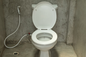Ceramic toilet bowl near light wall - 774051650
