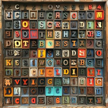 Retro wooden typeset letters for a printing press