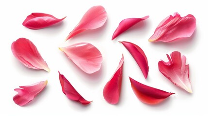 Fresh peony petals on a white background. Design for a banner.