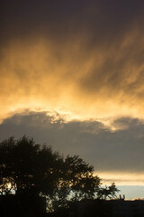 Obraz premium Cloudscape, Colored Clouds at Sunset near the River Elbe