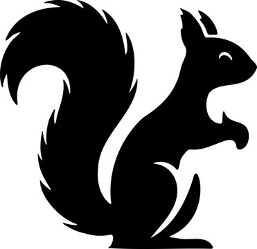 &eacute;cureuil assis de profil, silhouette noir sur fond tranparent
