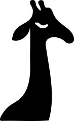 Tête de girafe flat design, vecteur noir sur fond transparent