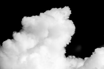 White cloud on a black background. Minimalist design with high contrast Clean and elegant...