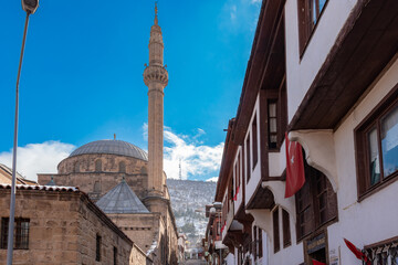 Afyonkarahisar Mevlevi mosque, exterior view of the dome and minaret.