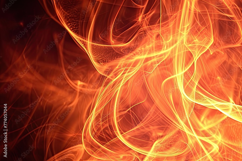 Poster Intense fire background with flames dancing in an abstract pattern, Fiery backdrop with flames swirling in abstract motion.