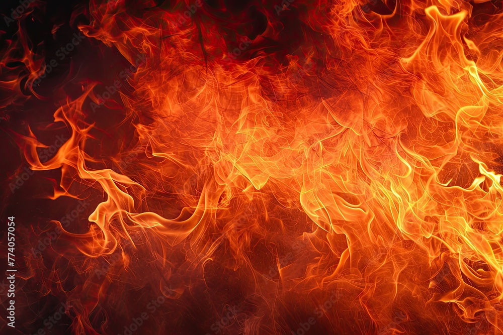 Leinwandbilder Intense fire background with flames dancing in an abstract pattern, Fiery backdrop with flames swirling in abstract motion.