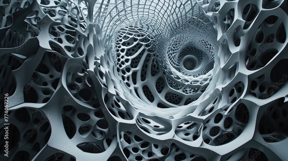 Fototapete Intricate 3D patterns creating a mesmerizing backdrop, Complex 3D designs forming a captivating background.