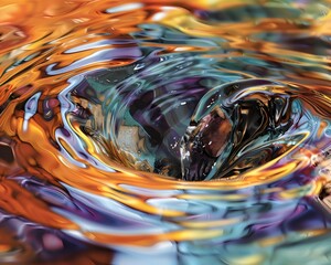 Abstract Liquid Swirls of Colorful Reflections