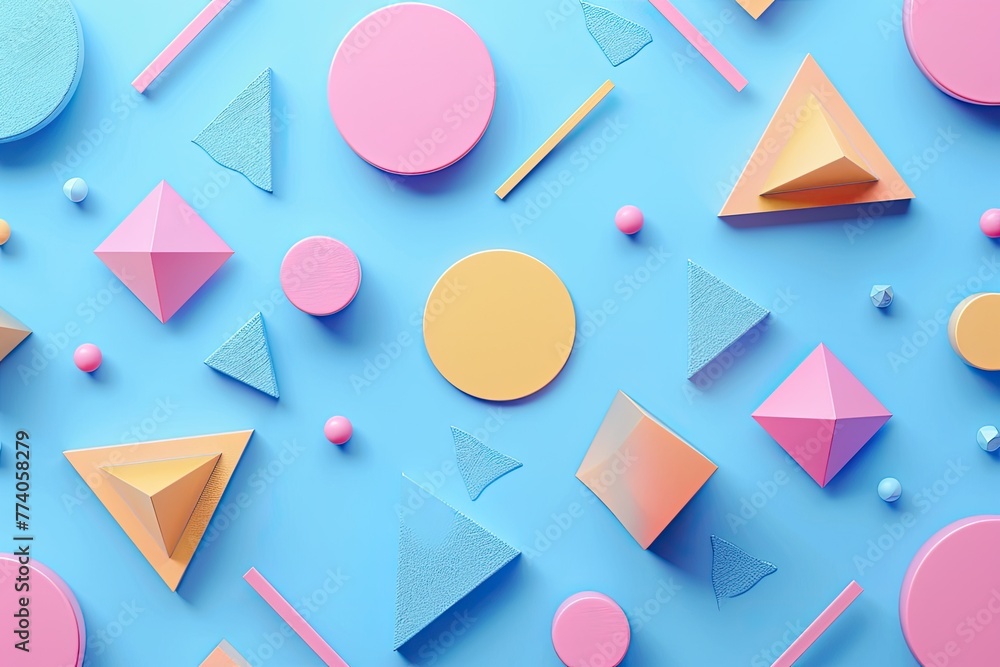 Leinwandbilder minimalist 3d background with geometric patterns, sleek 3d backdrop adorned with minimalist geometri