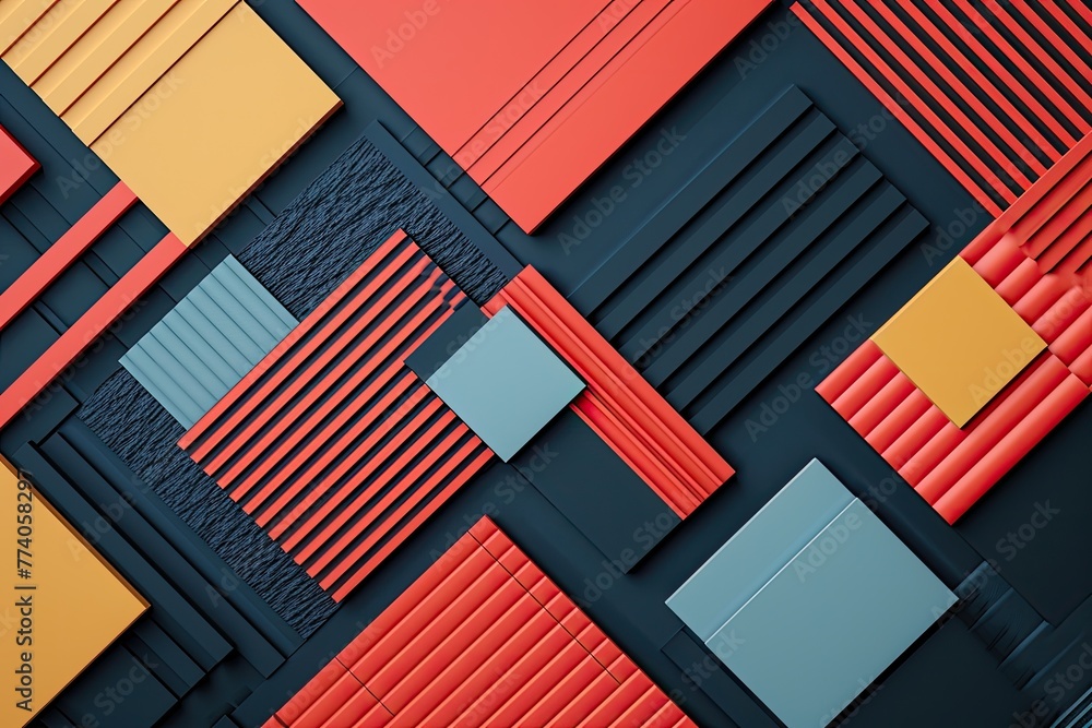 Aufkleber Minimalist 3D background with geometric patterns, Sleek 3D backdrop adorned with minimalist geometric patterns.