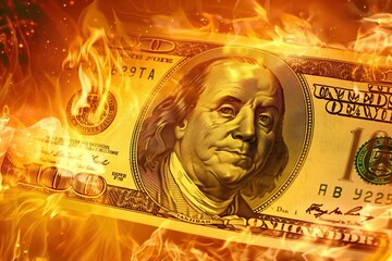 Hundred-dollar bill on fire