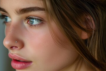 Minimalist diamond nose stud for a subtle yet elegant look, Understated elegance with a minimalist diamond nose stud.