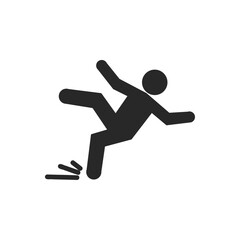 Fototapeta na wymiar Falling person silhouette pictogram. Caution sign. Isolated on white background. Vector illustration