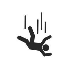 Falling person silhouette pictogram. Caution sign. Isolated on white background. Vector illustration
