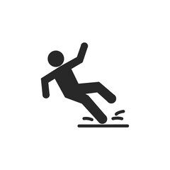 Falling person silhouette pictogram. Caution sign. Isolated on white background. Vector illustration
