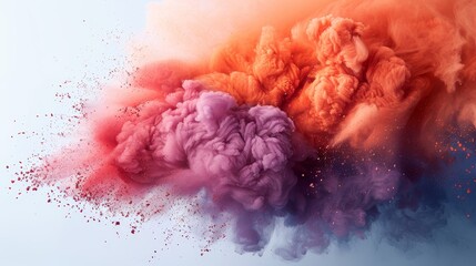 Colored powder explosion on a white background