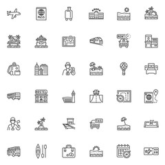 Travel and Hotel line icons set